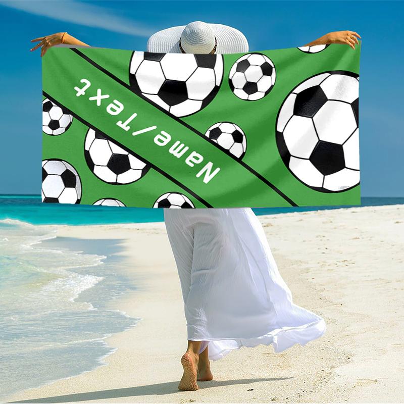 1PC Custom Name Soccer Ball Beach Towel Highly Absorbent And Sand-Resistant Towel for Swimming, Pool, Yoga, And Travel Lightweight