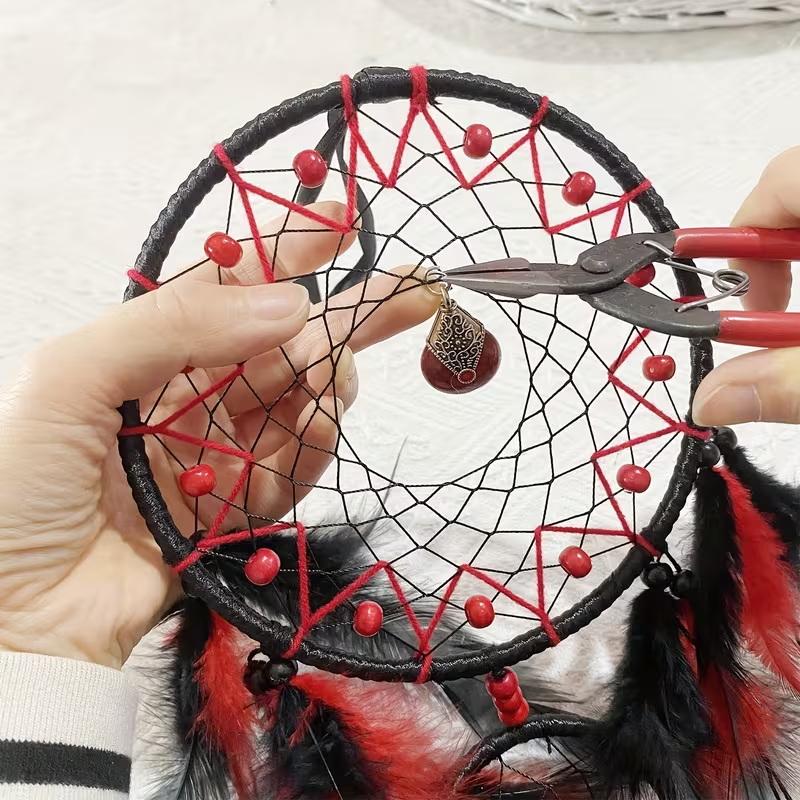 Hand-Woven Dreamcatcher Wind Chimes, Adorned With Artificial Feathers And Crystals, Exquisite Wall Decoration