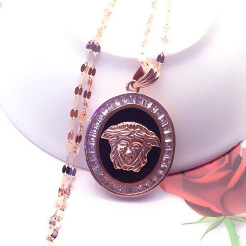 Фиолетовый Золотой Цвет Золото Инкрустировано Циркон Васки Подвеска Ретро Благородный Характер Роскошь Покрытие Розовое Золото Ожерелье