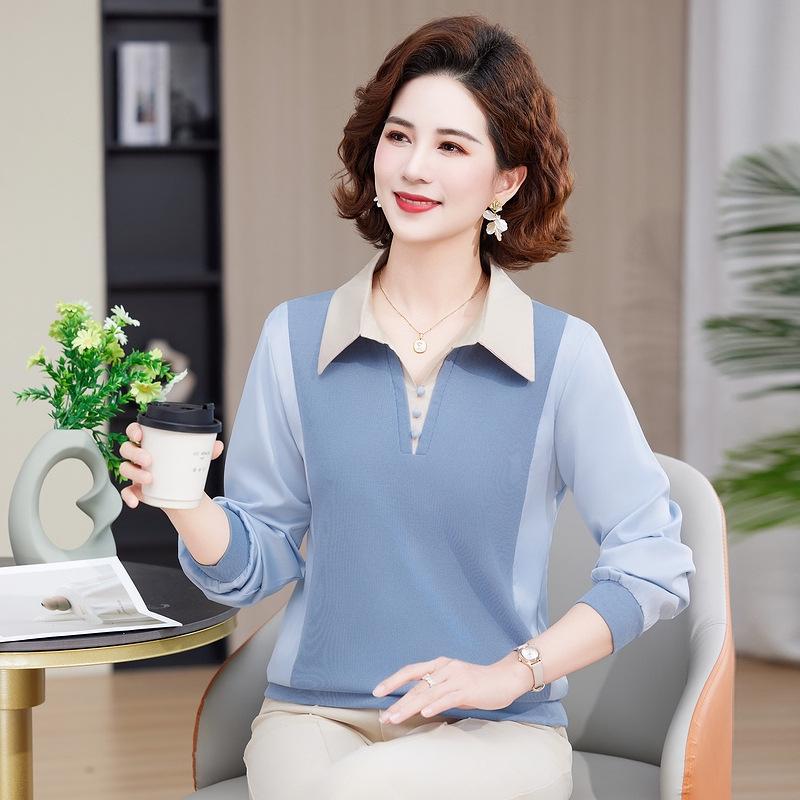 2025 Spring Thin Knit Cardigan for Middle-Aged Women - Long-Sleeved Temperament Top