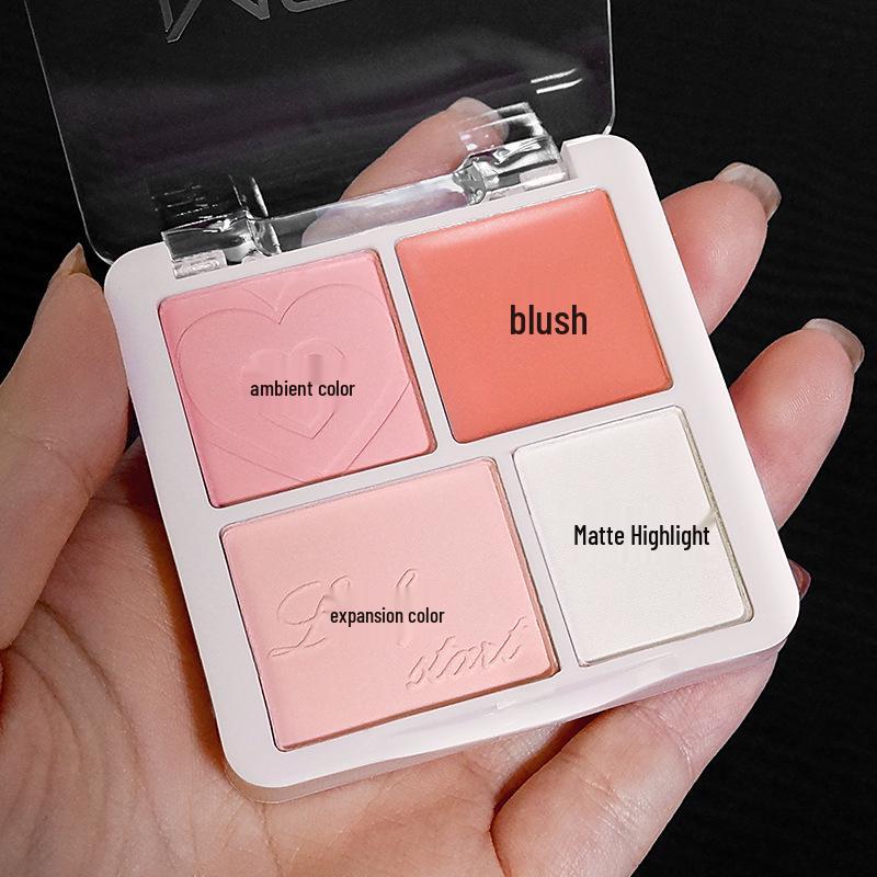 Korean Atmosphere: Four-Color Blush & Highlight Palette for Contour and Brightening