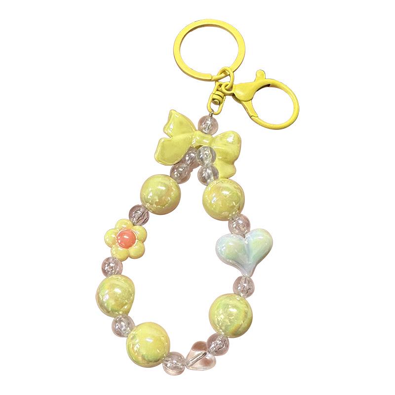 Charming Flower Bow Beaded Keychain & Heart Phone Charm