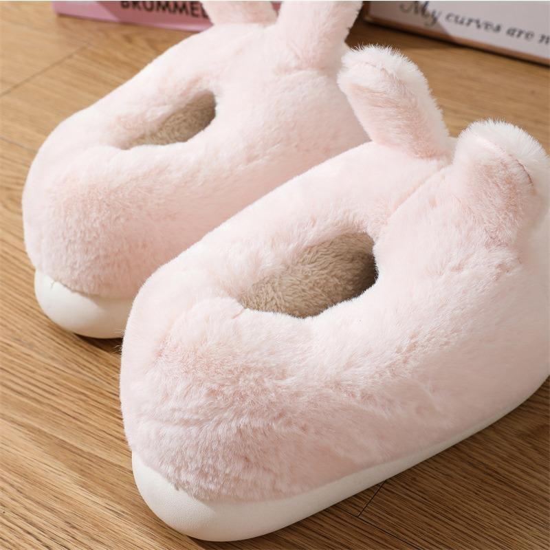 Cartoon Rabbit All-inclusive Heel Cotton Slippers Female Cute Winter Indoor Home Non-slip Cotton Plush Cotton Shoes Winter