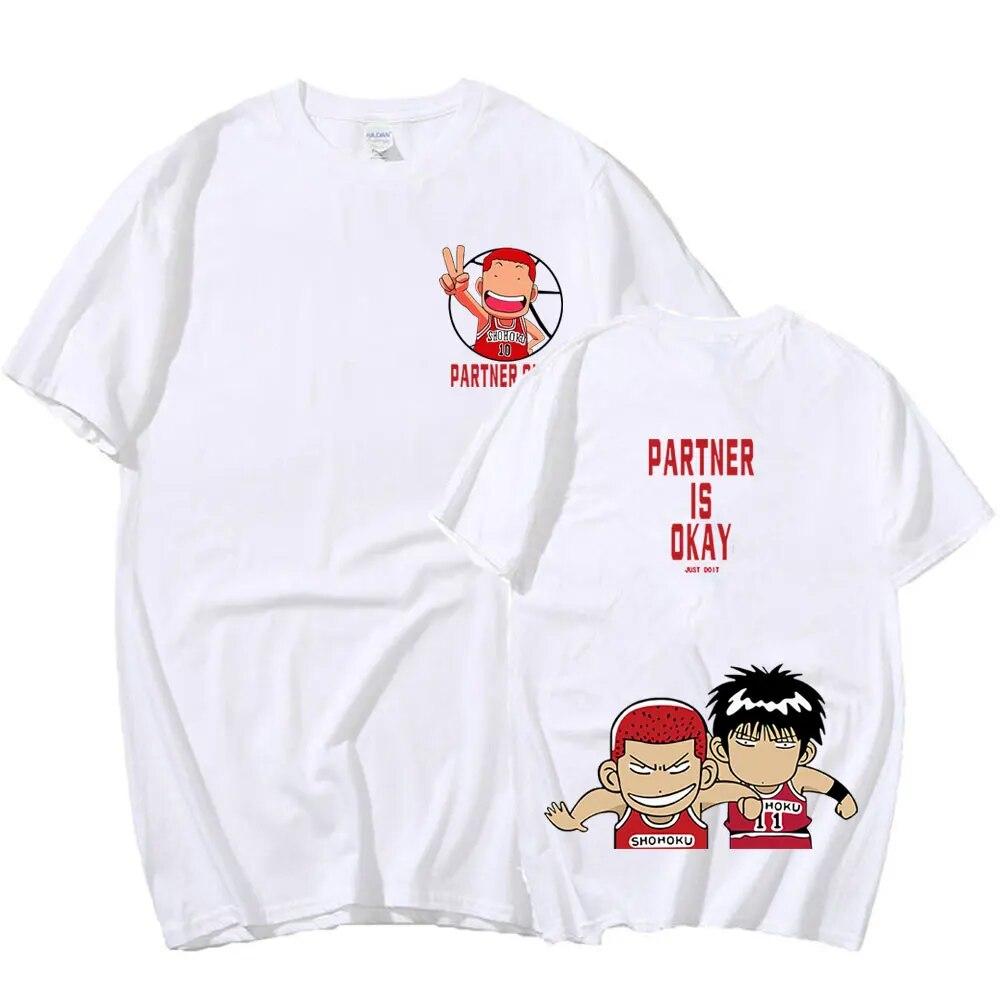 Hot Anime Slam Dunk Print T-Shirt Rukawa Kaede Sakuragi Hanamichi T Shirts Unisex Women Fashion Loose Oversized High Street T-shirt