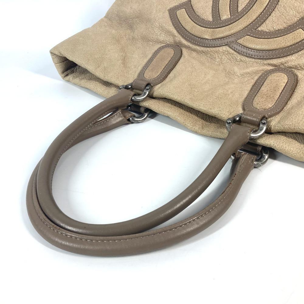 CHANEL Decacoco CC logo Bag Shoulder Bag Tote Bag Leather Beige