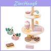 Kids Wooden Toy Kitchen Set With Multilayer Cake Stand For Imaginative Play And Parentchild Interaction