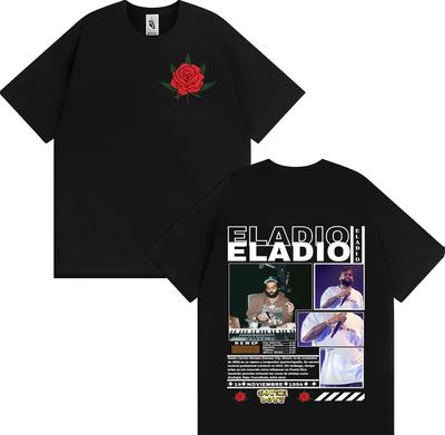 Rapper Eladio Carrion New Album 2025 Fashion Oversized Tshrit Men Pop Crewneck Double Sided Print Short Sleeve Tshrits Teenagers