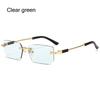 Retro Rimless Sunglasses for Women Men Trendy Frameless Rectangle Sun Glasses Retro Shades Fashion Summer Travel UV400 Eyewear