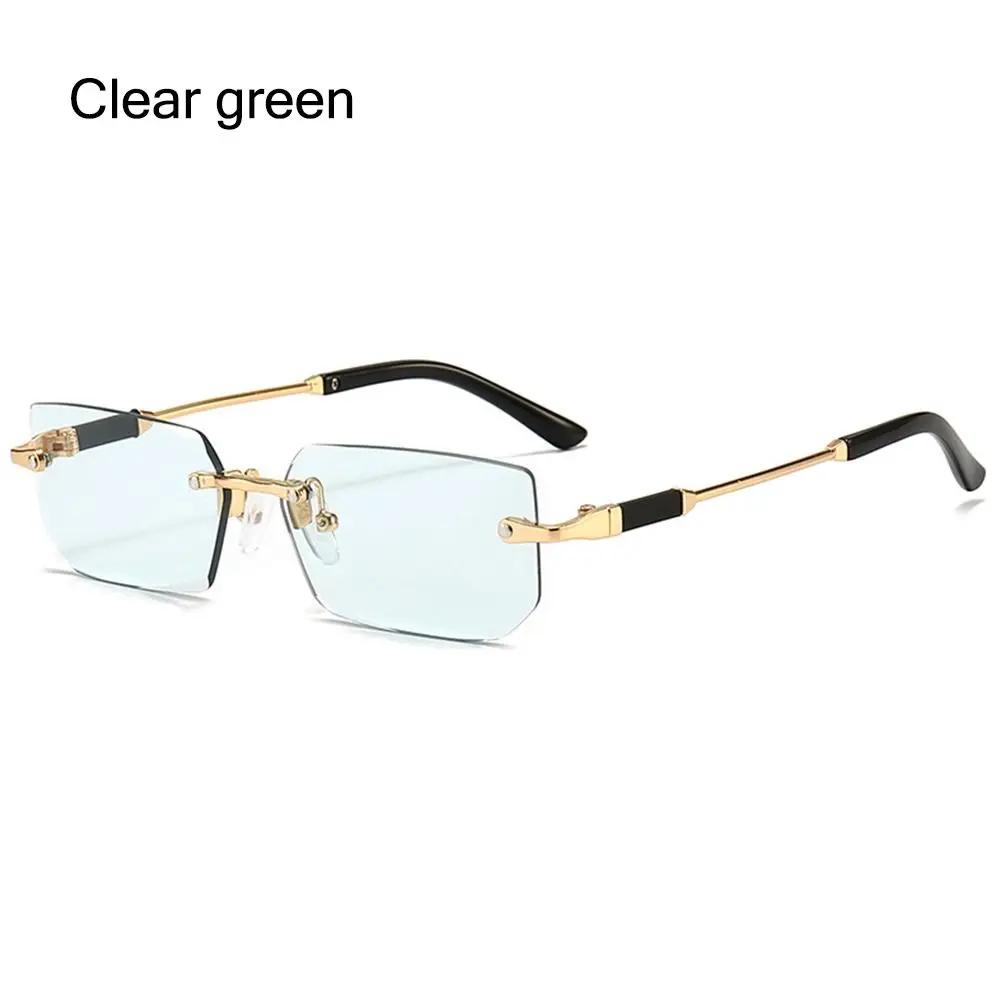 Retro Rimless Sunglasses for Women Men Trendy Frameless Rectangle Sun Glasses Retro Shades Fashion Summer Travel UV400 Eyewear