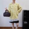 Three-dimensional Flower Splicing Mesh Design Sense Knitted Cardigan Autumn and Winter New Loose Sweet Sweater Jacket Women