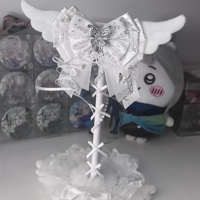 Nuevo Lindo Soporte para Auriculares con Alas de Ángel Personalizado con Lazo de Encaje Rosa Soporte para Auriculares Decoración de Escritorio Kawaii para Exhibición de Auriculares para Gaming