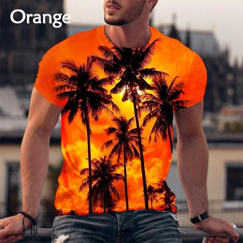

Мужская модная футболка с принтом пальмы 3D Футболка Удобная и дышащая футболка с коротким рукавом S синий