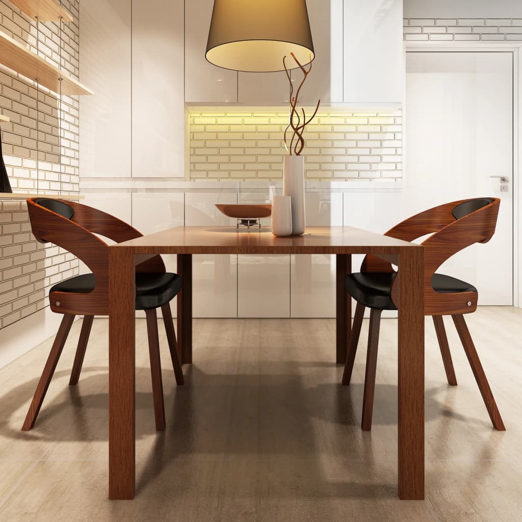 Dining Chairs 2 Pcs. Brown Faux Leather