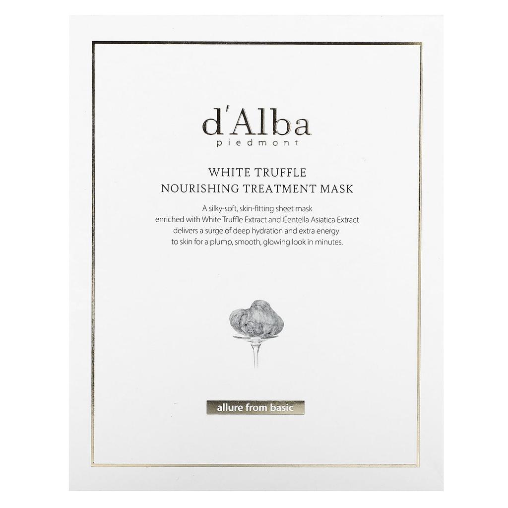 D'Alba, White Truffle Nourishing Treatment Beauty Mask, 5 Sheet Masks, 25 Ml (0.84 Fl Oz) Each