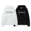 9093 Blanc cassé Automne et Hiver 2026 Nouveau Sweat à capuche imprimé grandes lettres OW pour homme et femme