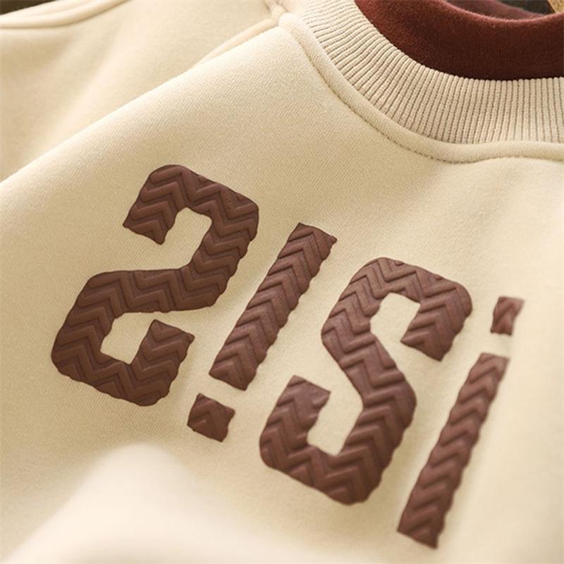 Warme dicke Jungen-Sweatshirts Kinder Plus Samt Pullover Kinder Winter Freizeitkleidung Teenager Herbst Bedruckte Sportshirts 4-14J
