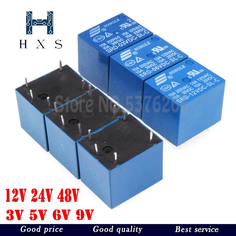 5PCS Relay SRD-03VDC-SL-C SRD-05VDC-SL-C SRD-24VDC-SL-C SRD-12VDC-SL-C 3V 5V 6V 9V 12V 24V 48V 10A 250VAC 5PIN Relays Relais Relays 5