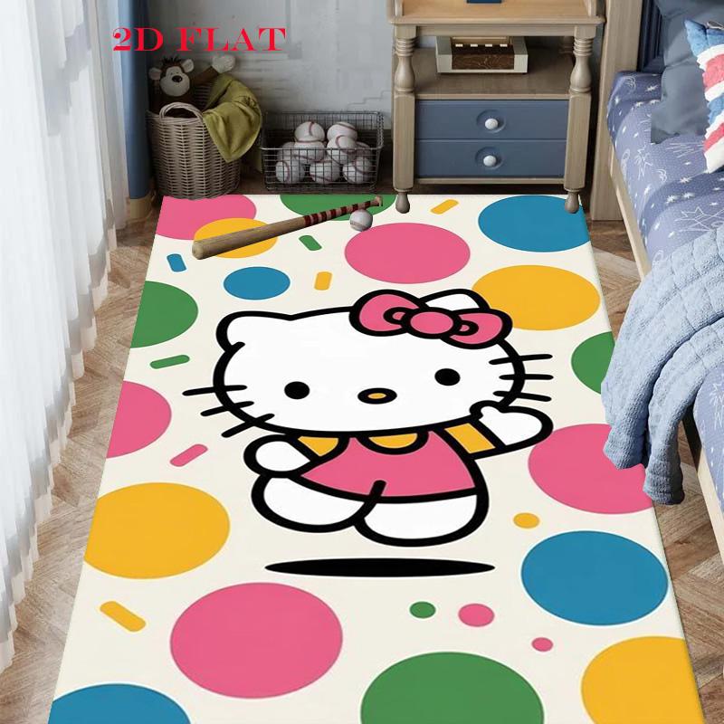 Hello Kitty Neon Stripes carpet Camping Trip Suitable For All Seasons Nap carpet Outdoor Plush carpet Bedroom