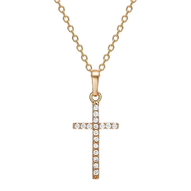 European & American Rhinestone Cross Pendant Necklace - Exquisite Hip-Hop Clavicle Chain