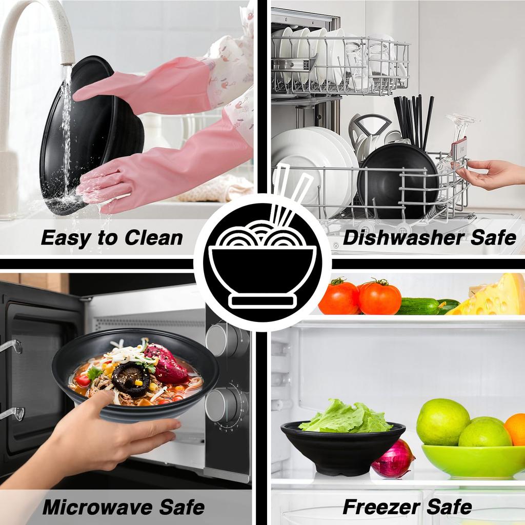 Verdickte Plastik Ramen Schüssel Rutschfeste Salatschüssel Einfarbig Perfekt für Küche Restaurant Lamian Nudelschüssel(KEINE KERAMIK)