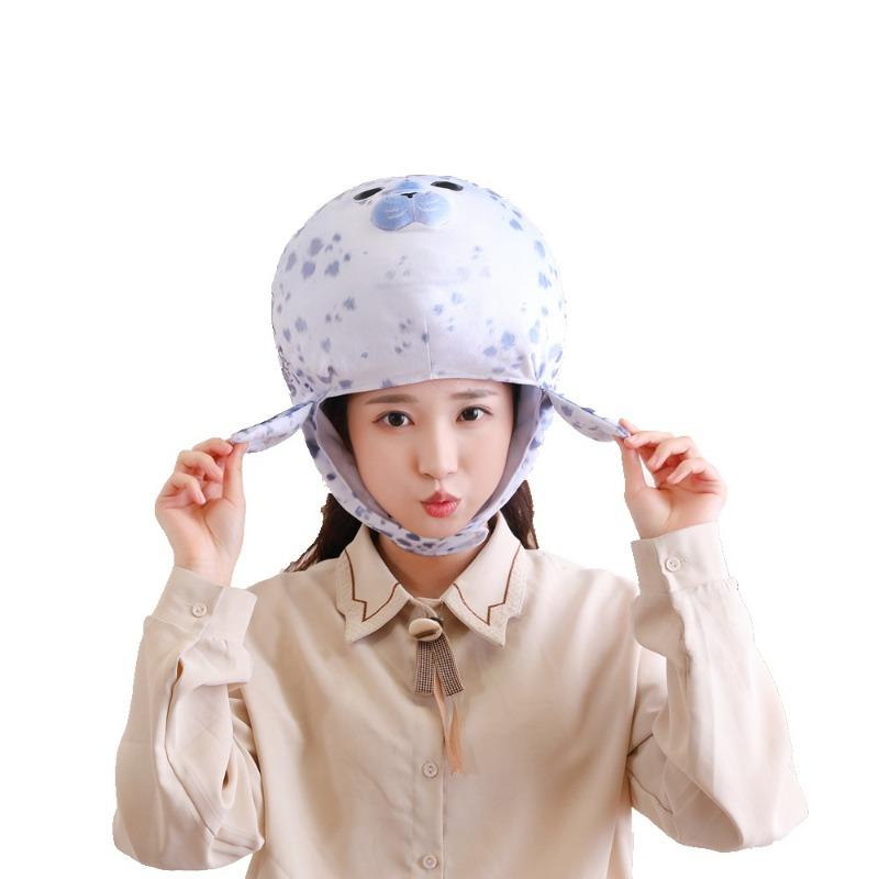 Printed seal hood hat, photo props, photo props, cartoon hood, performance props