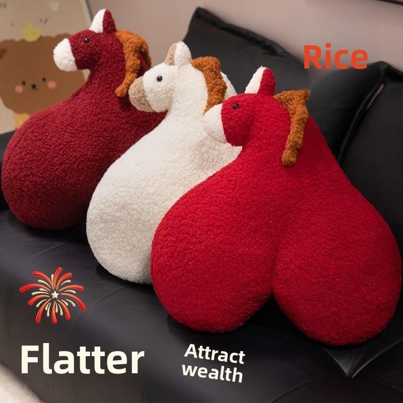 Cuscino Peluche Cavallo Pippi Con Imbottitura in Cotone PP Per Arredamento Casa e Regali