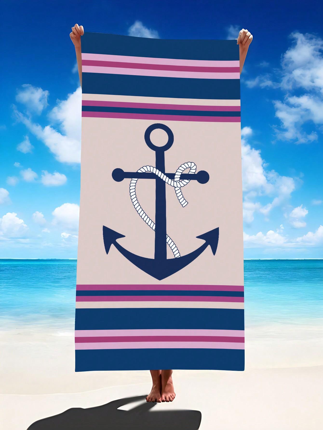 

Cartoon Anchor Beach Towel - Extra Large Super Soft & Absorbent, Quick-Dry for Pool, Beach, Yoga, Camping (Sizes Available) W40*H60(CM)