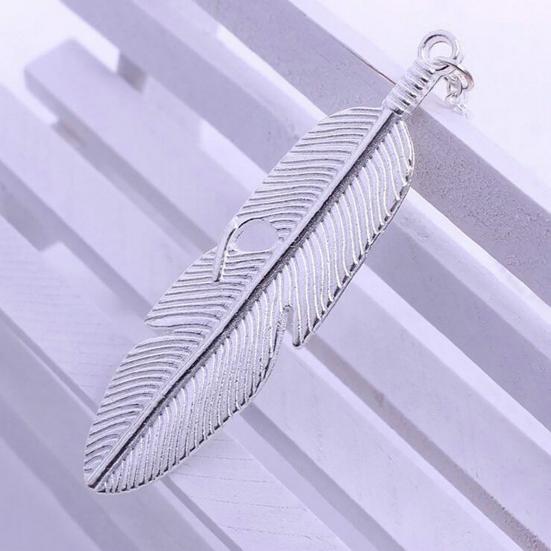 Necklace Delicate Feather Design Alloy Long Jewelry Pendant Necklaces for Daily Life