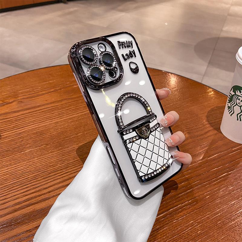 

Xiaoxiangfeng Makeup Mirror Bracket Apple 16 Mobile Phone Case IPhone 15pro Electroplating 14 Rhinestone 13 Soft Cover 2 iPhone 13promax