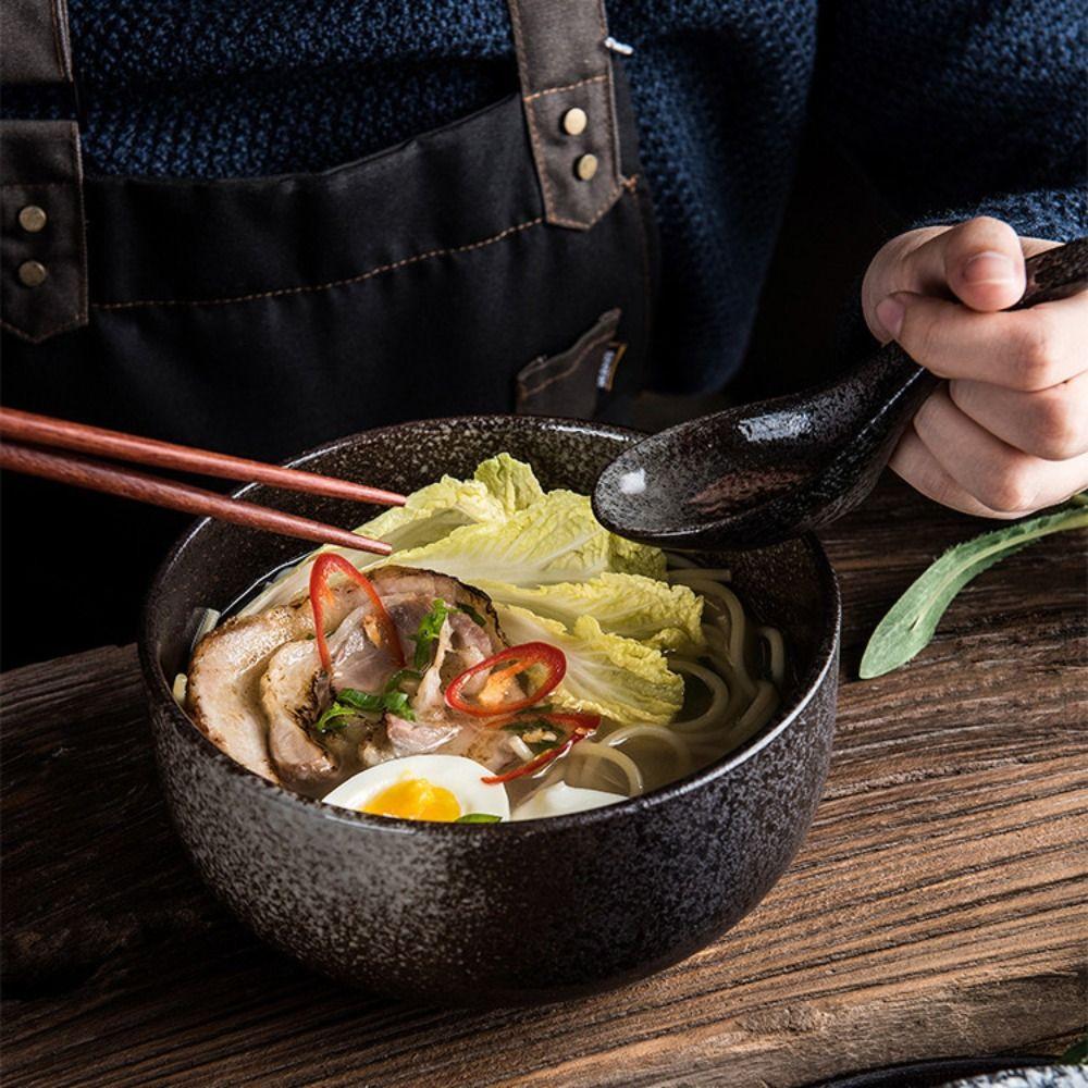 Retro Instant Noodle Bowl Japanese Style Rice Bowl Delicate Ceramic Ramen Bowl  Household