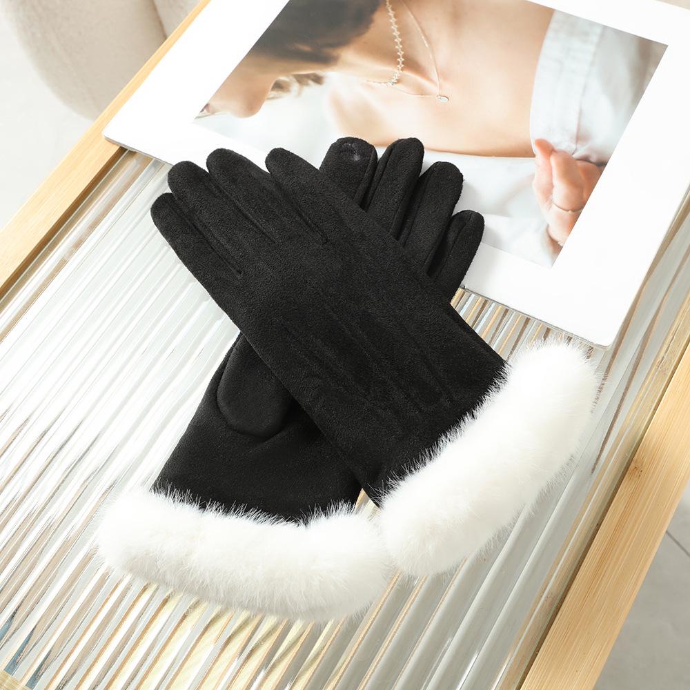 Women's Suede Winter Gloves: Warm, Fleece-Lined, and Windproof for Cycling and Driving