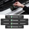 VMAD6 4Pcs Car Door Plate Carbon Fiber Threshold Protector Sticker Decals For Skoda Octavia Kodiaq Fabia Rapid Superb A5 2 Kamiq Karoq