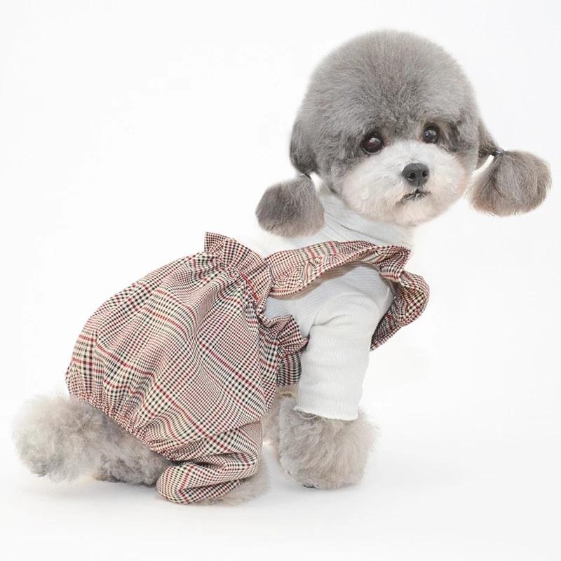Summer Dog Clothes For Small Dogs Puppy Classic Butterfly Sleeve Jumpsuit Chihuahua Dress York Fashion Pet Costume Suit Overalls