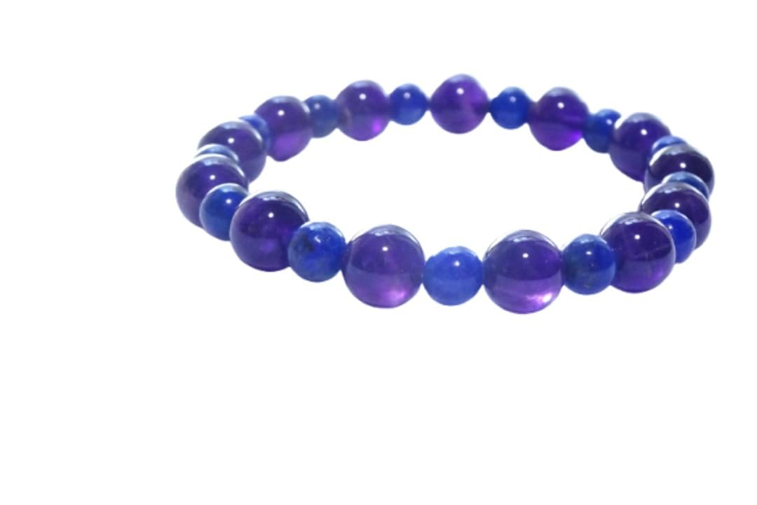 

Leaf Stone good Wear genuine lapis lazuli on your Amethyst and Lapis Lazuli Bracelet for Power Natural 8mm and 6mm Size [Bring luck! wrist!] Women,