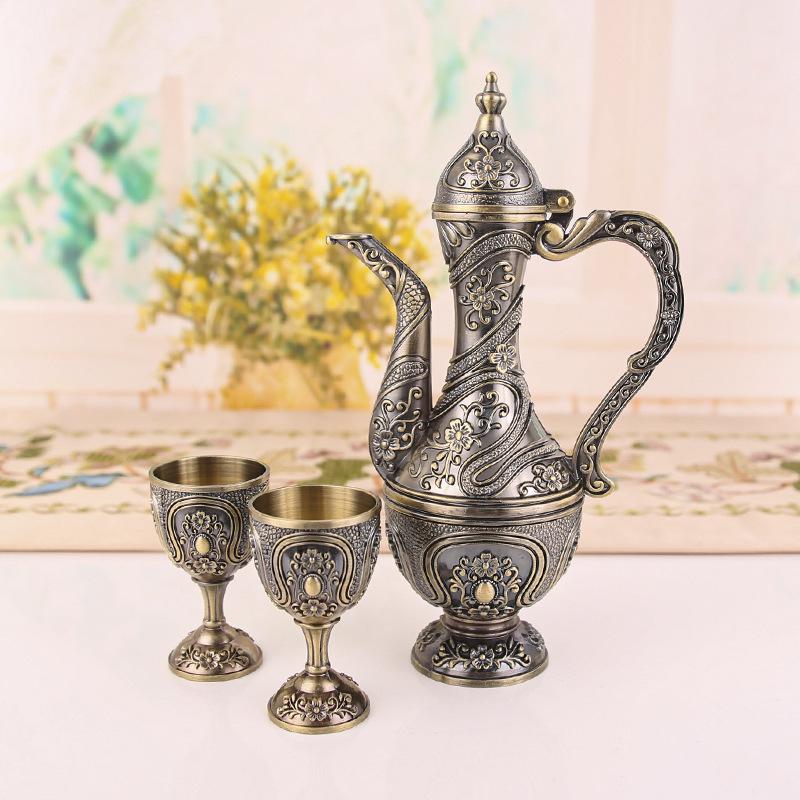 Juego de licor y vino vintage europeo para el hogar, vaso de licor creativo, jarra de vino antigua de boda, decoración de regalo de gama alta