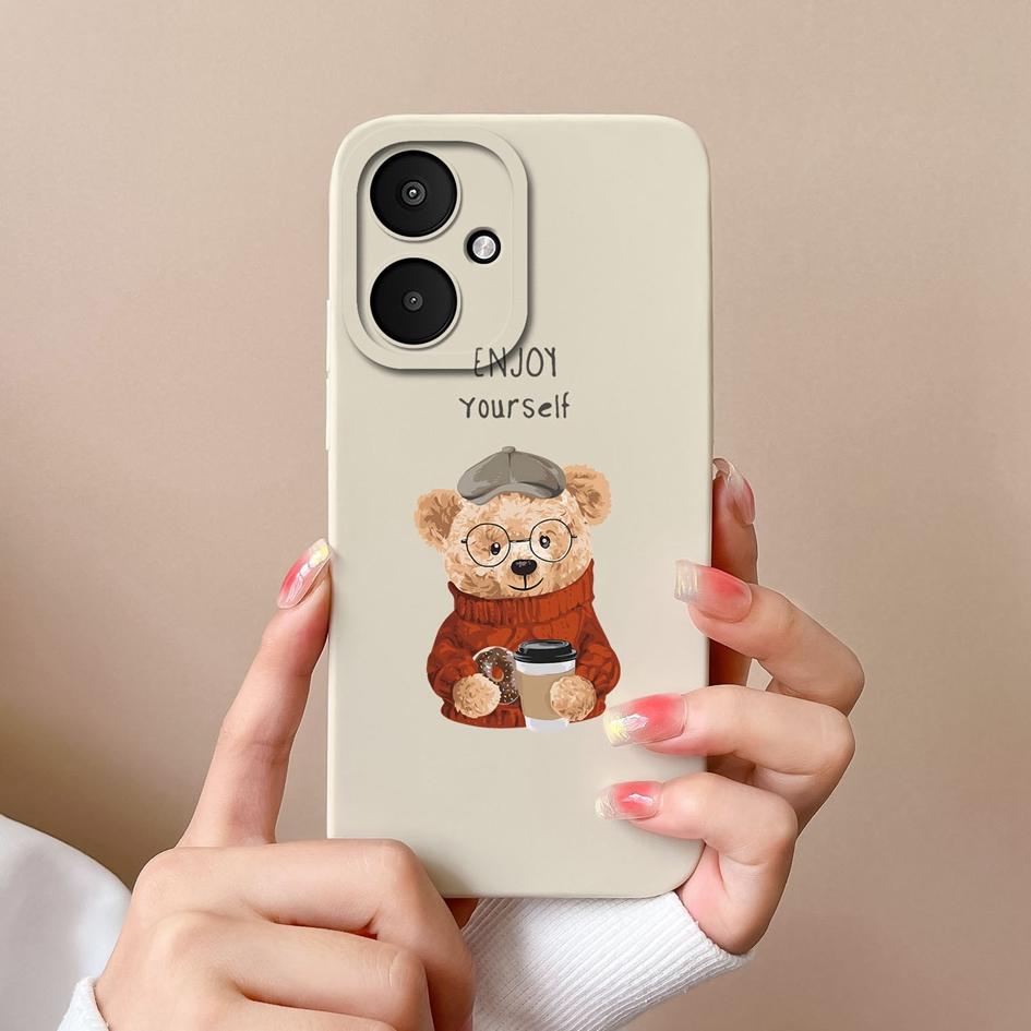 Flytende silikon for Xiaomi Poco X6 F5 Pro F6 M6 Pro 5G X 6 M 6 F 5 Deksel Panda tegneseriemønster Høykvalitets støtsikker telefonvesker Bumperhus
