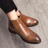 Men’s Brogues Motorcycle Boots Retro Street Style Dress Chelsea Boots Tuxedo Wedding Men Ankle Boots Plus Size