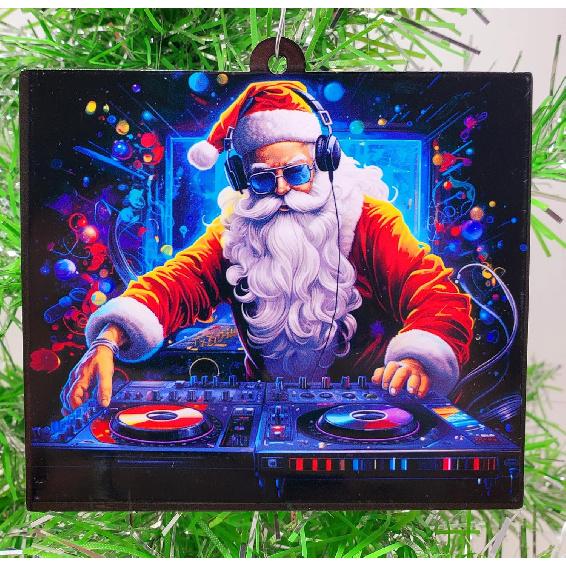 Generic DJ Santa Ornament Music Mixer Turntable Deejay Shock Jock Santa Claus Ornament