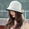 Breathable Sunshade Basin Cap Hollow Out Bow Fisherman Hat Visor Cap Knitted Bucket Hat  Daily