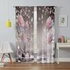 Elegant pink flowers - printed curtains, pole bag curtains, home decoration, room decoration