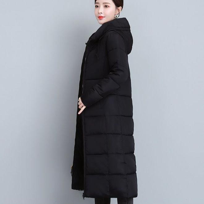 Veste coupe-vent imperméable pour femme, manteau épais et chaud, long et bouffant, blanc, basique, parka d'hiver à capuche en coton