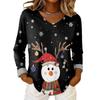Women's Christmas Print Casual V-Neck Long Sleeve Top