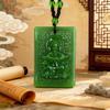 Ethnic Style Green Jade Square Necklace - God of Wealth Pendant