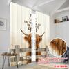 Flat Printing Window Treatment Curtains Highland Cow Gate Open Polyester Fabric Without Electricity Festive Holiday Use Curtain Set Of 2 Made Washable