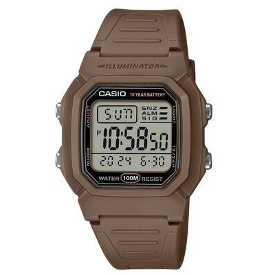 Orologio da uomo digitale marrone con doppio fuso orario e cinturino in resina al quarzo W-800H-5AV 100M