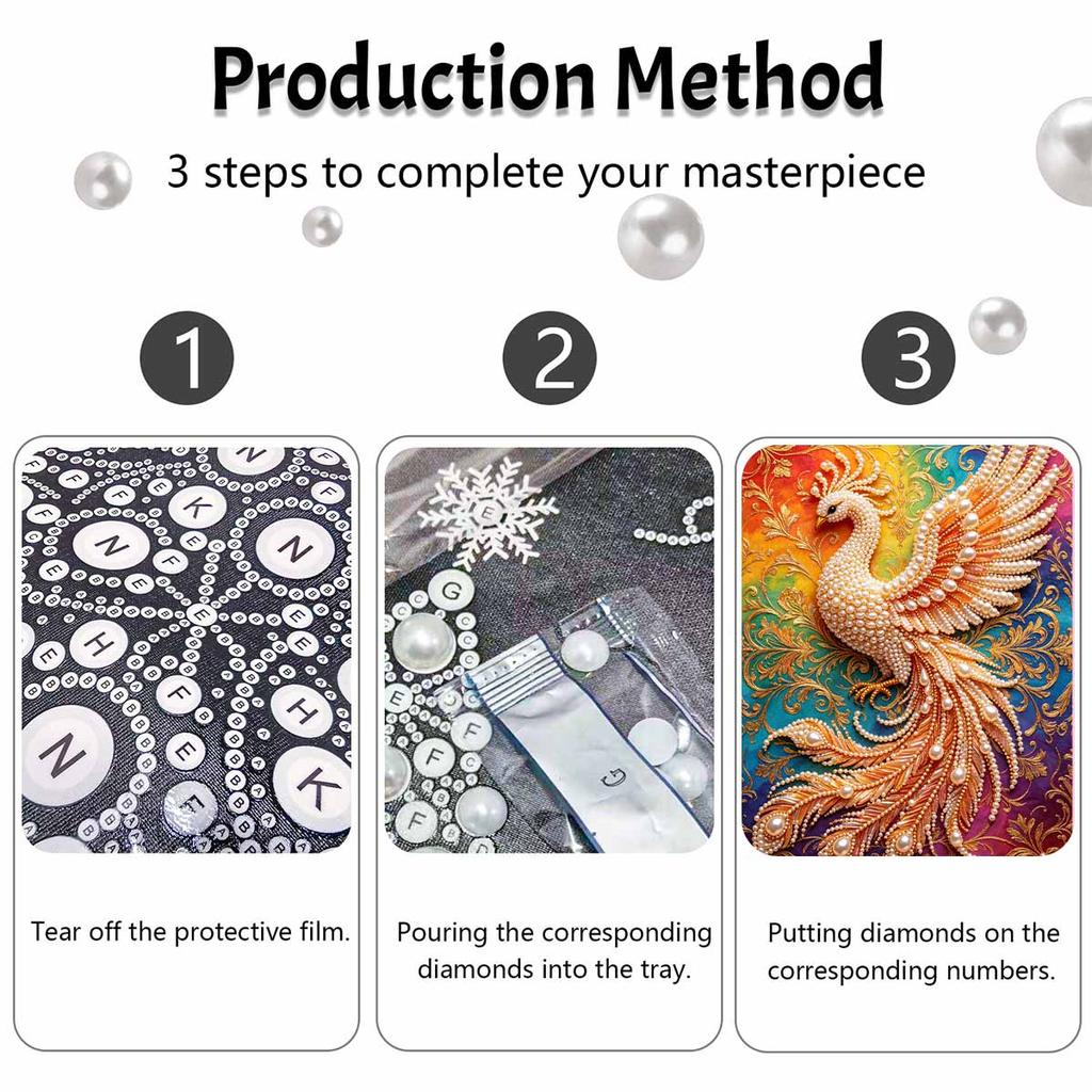 DIY Pearl Art Painting Majestic Peacock Handmade Craft Modern Wall Decor Leisure Relax Activity Nice Gift for Novice Art Practitioners Home