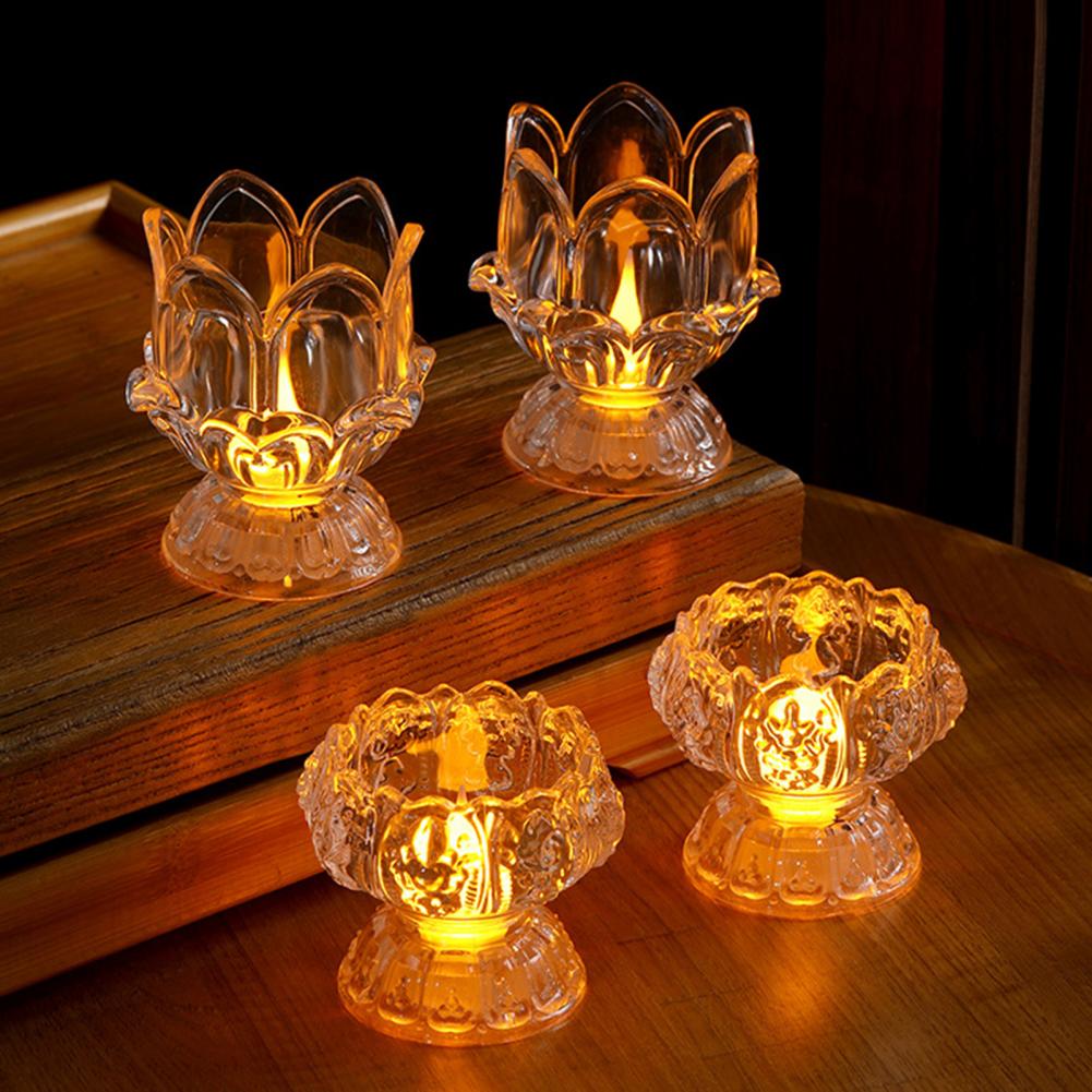 7/8cm Clear Lotus LED Candle Light Electric Flameless Simulation Candle Home Bedroom Anniversary Wedding Christmas Party Decor