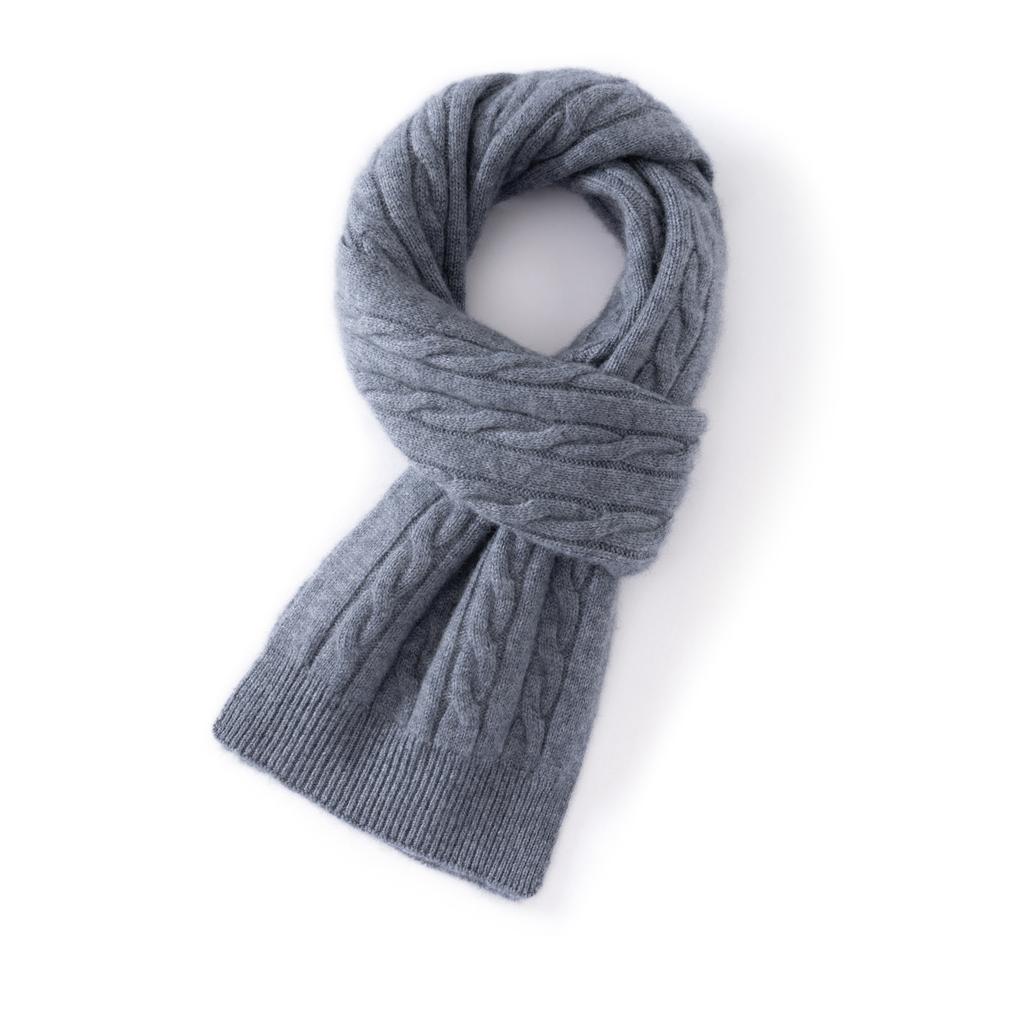 Women's 100% Cashmere Knitted Cable Scarf Solid Color Windproof Neck Face Protection Soft Outdoor Skateboard Hiking For Ladies