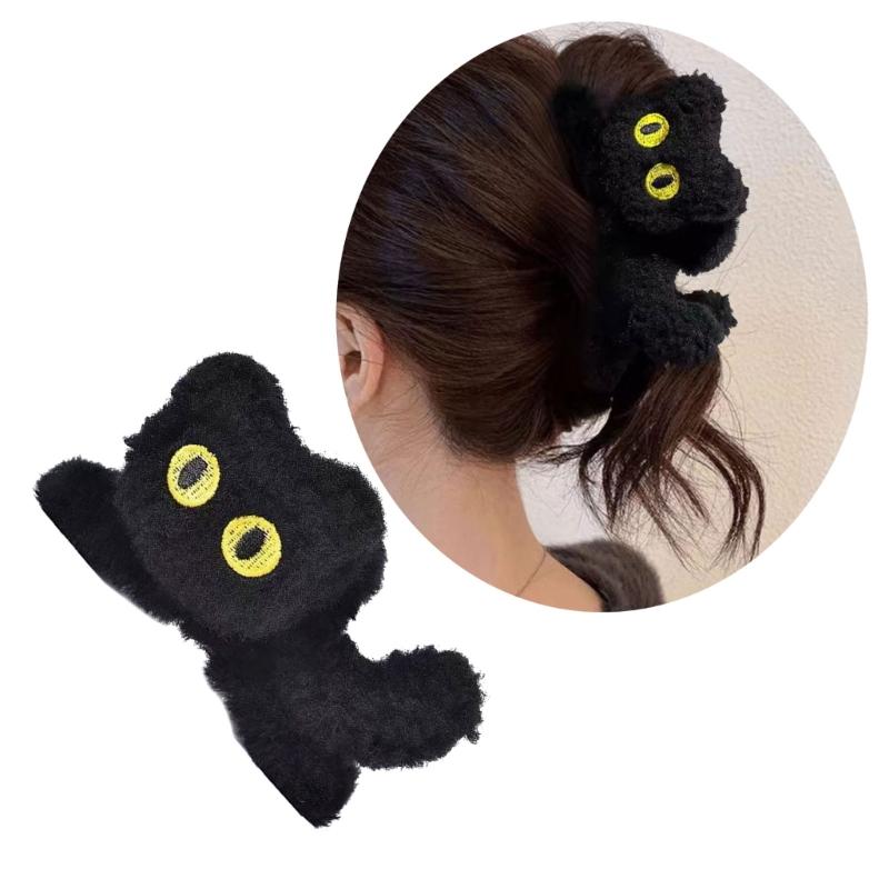 Plush Cats Pattern Claw Clip Multicolor Women's Hair Clip Fashionable Hairpin for Autumn and Winter Hairstyles