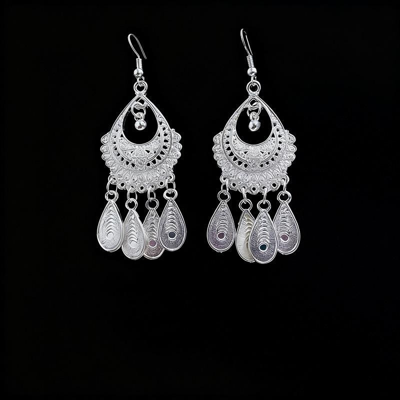 Ethnic style earrings Alloy silver-plated Miao ethnic minority Dong Yi earrings Earrings